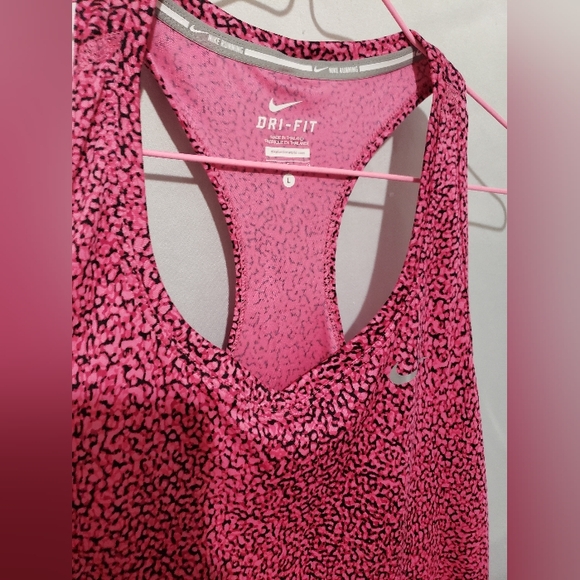 Nike Drifit Pink Cheetah Print Racer Back Tank Large - Picture 9 of 12
